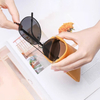 Women's Sunglass Case with Metal Spring Closure Portable Eyeglasses Pouch Squeeze Durable PU Leather Material Glasses Storage