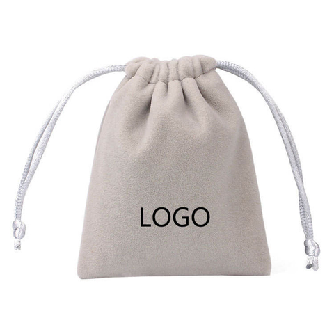 Custom Personalized White Velvet Dust Packaging Pouch Small Eco Friendly Drawstring Jewelry Bag With Logo