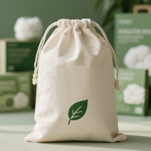 Organic & Recycled Cotton Dust Bag Custom Logo Screen Printed Natural Herringbone/Twill Fabric for Eco-Friendly Brand Packaging