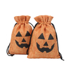 Eco-Friendly Linen Small Sachet Custom Logo Printed Helloween Candy Pumpkin Linen Pouch Drawstring Gift Jute Bags Rings Glasses