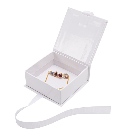 Custom Logo Printed Jewelry Paper Box Luxury Cardboard Jewelry Gift Box Jewelry Packaging Box With Ribbon