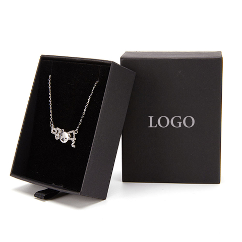 Customized Black Drawer Type Jewelry Box Earrings Gift Packaging Paper Cardboard Box with Custom Size and Color