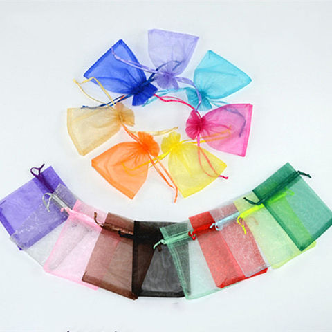 Customized Logo 13*18 cm Transparent Organza Gift Pouch 22 Colors Jewel Bag for Cosmetic Storage Packaging & Printing Product