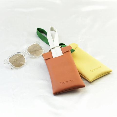Custom Logo PU Sunglasses Pouch Handle Fashion Contrast Color Convenient Glasses Storage Pocket Fashion Eyeglasses Cases Bags