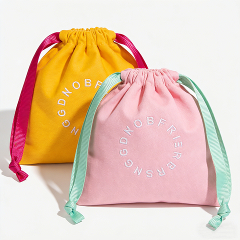Recyclable Custom Logo Cotton Twill Drawstring Packaging Bag High End Gift Jewelry Pouch Soft Perfume Dust Bag