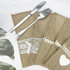 Vintage Wedding Decor Natural Burlap Jute Hessian Silverware Napkin Holders Cutlery Pouch with Custom Logo Embossed Bow Placemat