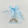 Custom Blue Organza Gift Bag with Ribbon Bow for Cosmetics and Jewelry Packing Drawstring Pouch for Elegant Presentation