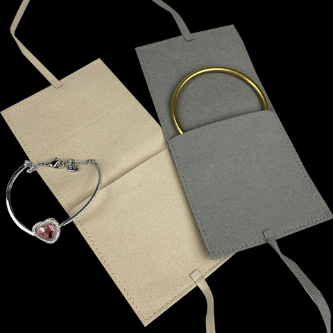 Custom Printed Jewelry Box Packaging Personalized Logo Drawer Cardboard Box and Microfiber Gift Box Jewelry Pouch Bag