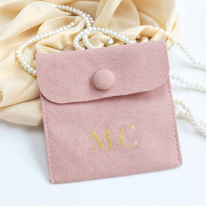 Wholesale OEM Custom Printed Pink Microfiber Suede Pouch Necklace Envelope Pouch Gift Jewelry Packaging Bag