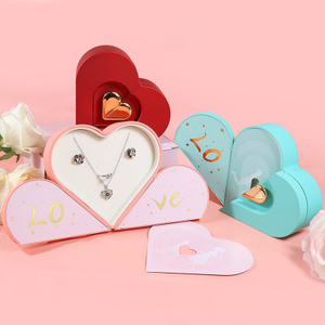 Double Open Love Jewelry Box for Ring & Necklace Storage Valentine's Day Gift Cases Paper Lipstick Gift Box