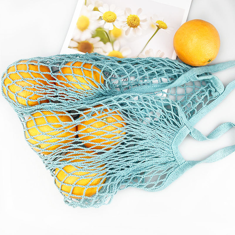 Custom Eco-Friendly Organic Cotton Mesh Bag for Shopping Reusable Fruit Grocery Net with Custom Logo for Organic Produce