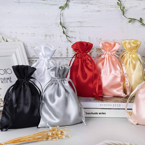 Custom Logo Printed Small Satin Drawstring Gift Bag Luxury Silk Small Pouch for Jewelry Personalized Gifting