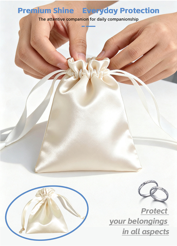 Personalized Satin Jewelry Pouch Silk Satin Drawstring Bag for Perfume or Jewelry Storage with Custom Logo