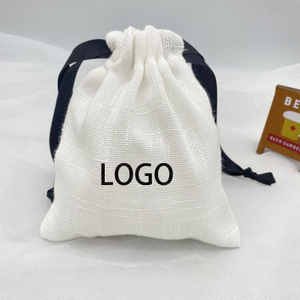 Custom Logo Cotton Drawstring Mesh Bags Garment Cosmetic Makeup Shopping Canvas Bags for Women Cotton Textile Packaging