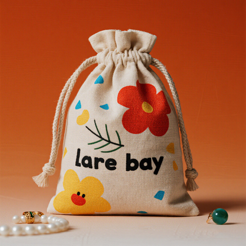 Promotion Custom Logo Printed Gift Organic Canvas Cotton Drawstring Bag Small Drawstring Bag for Jewelry Gift Dust