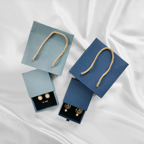 Luxury Custom Printing Drawer Shape Jewelry Gift Packaging Box for Jewellery Ring Necklace Ribbon Jewelry Box with Paper Bag