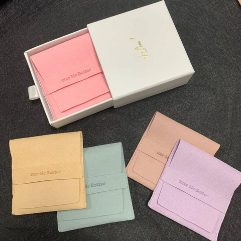 Wholesale Custom Suede Jewelry Custom Logo Earring Pouch Box and Insert Pad Suede Microfiber Jewelry Pouch