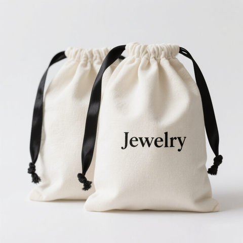 Hot Sale OEM Customizable logo Drawstring Cotton Jewelry Pouch High Quality Stylish Silk Printing Jewelry Pouch