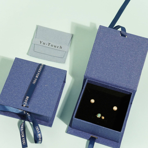Luxury Custom Blue Magnet Book Shape Paper Gift Packaging Box for Jewelry Ribbon Ring Earring Jewelry Box