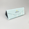 Custom Print Logo PU Leather Color Sunglasses Case Triangular Folding Glasses Case Handmade Foldable Sunglasses Case