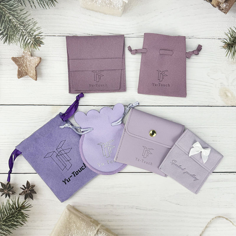 Custom Logo Microfiber Jewelry Pouch Multi-Style Suede Ring Necklace Comb Perfume Storage Microfiber Envelope for Jewelry