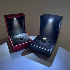 Led Black Lacquer logo Silk Screen Luxury Jewellery Boxwith Lights Led Jewellery Package Custom Ring Boxes Jewelry Box
