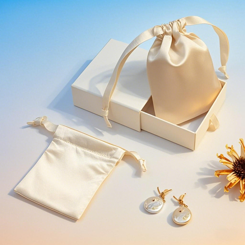 Custom Luxury Silk Satin Dust Bag Shoe Hats Handbag Packaging Gift Storage Bags Drawstring Pouch for Jewelry