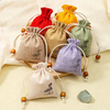 Reusable Customize Print Logo Jewelry Soap Jute Bag Hemp Burlap Linen Bracelet Pouch Small Jute Drawstring Bag