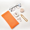 Women's Sunglass Case with Metal Spring Closure Portable Eyeglasses Pouch Squeeze Durable PU Leather Material Glasses Storage