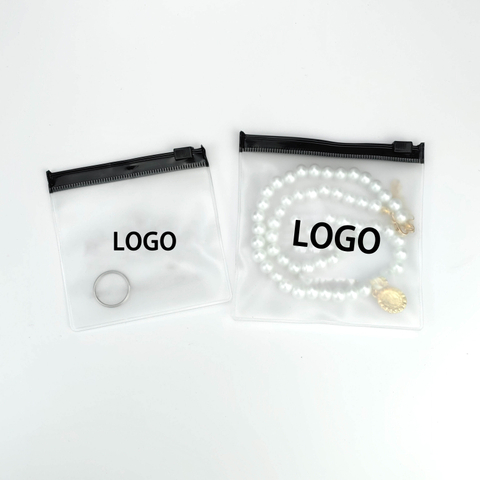 Custom Printing Logo Small Mini Frosted Pvc Ziplock Pouch White Clear Rings Jewelry Packaging Plastic Zipper Bag