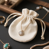 Round Cotton Canvas Jewelry Drawstring Pouch for Costume Jewelry Storage or As a Pretty Gift Bag with Cotton Rope