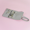Custom Logo Luxury Suede Velvet Microfiber Jewelry Storage Case Gray Roll Bag Travel Organizer Customized Logo Jewelry Container