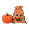 Eco-Friendly Linen Small Sachet Custom Logo Printed Helloween Candy Pumpkin Linen Pouch Drawstring Gift Jute Bags Rings Glasses