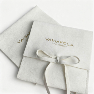 OEM Customizable logo 8x8cm Flap Envelope Luxury Microfiber Jewelry Packaging Pouch with Gold Foil Stamped