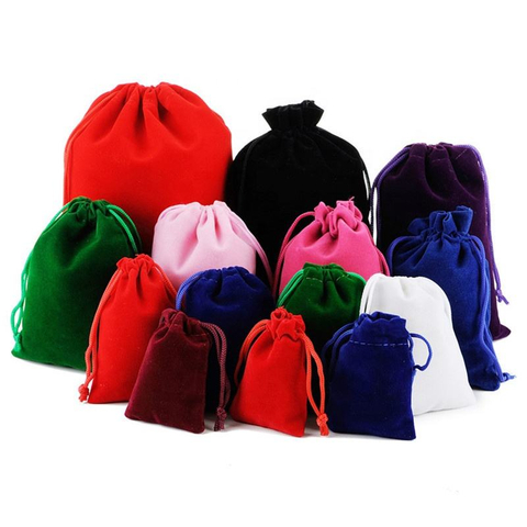 Custom Recyclable Velvet Drawstring Pouch for Jewelry Watches Gemstones Clothes and Shoes-Colorful with Logo Gift