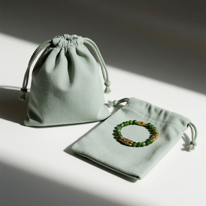 Custom Green Cotton Canvas Drawstring Bag Gift Earring Ring Jewelry Packaging Dust Drawstring Bag Jewelry Pouch