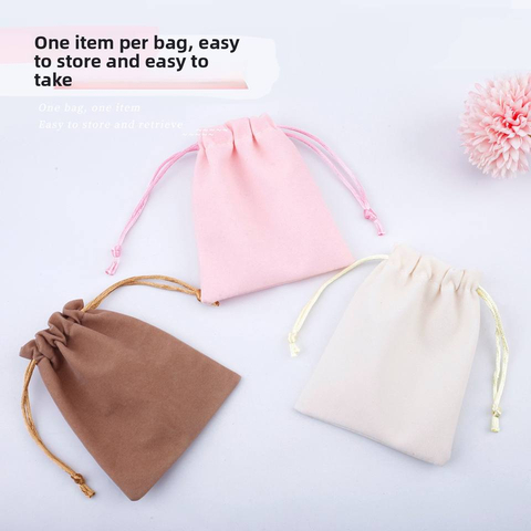Luxury Color Velvet Jewelry Storage Bag Custom Logo Printed Velvet Drawstring Perfume Gift Packing Pouch