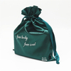 Custom Dark Green Satin Drawstring Bags with Embroidery Smooth Silk Lingerie Dust Storage Stylish Gift Satin Bags