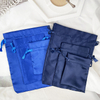 High Quality Custom Silk Drawstring Bags Blue Drawstring Gift Satin Silk Bags With Logo for Clothes
