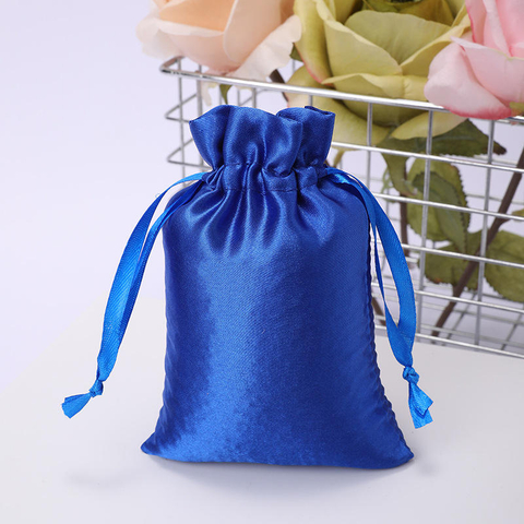 Custom Luxury Silk Satin Jewelry Dust Bag Ring Necklace Packing Gift Pouch Satin Drawstring Pouch for Jewelry
