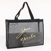 Stylish Black Nylon Polyester Dot Drawstring Beach Tote Bag Reusable Custom Screen Printing Carton Woven Logo Supermarket