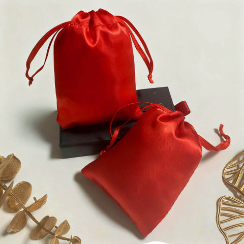 Dust-proof Silk Fabric Bag with Drawstring Closure Synthetic Silk Gift Jewelry Pouch Color Fabric Storage Bag for Cosmetics