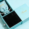 Custom Printed Blue Microfiber Jewelry Pouch and Paper Cardboard Drawer Box Personalized Gold Logo Jewelry Packaging Box