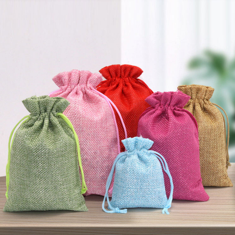 Reusable Customize Jewelry Bag Soap Hemp Burlap Pouch Linen Jute Bracelet Pouch Small Jute Drawstring Bags