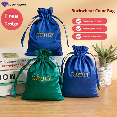 Recyclable Custom Embroidered Velvet Drawstring Bags Candles Jewelry Gifts Storing Bag Velvet Packaging Bags