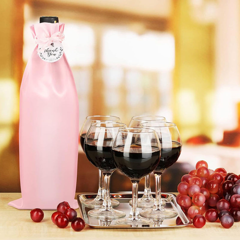 Luxury Pink Soft Grape Wine Silk Gift Jewelry Packaging Pouch Custom Printed Logo Satin Dust Wine Drawstring Bag