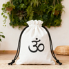 High Quality Medium Cotton Canvas Dust Bag With Black Printing Logo for Caps Shoe Clothes Packaging Storage Drawstring Pouch