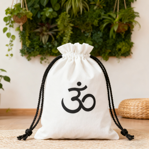High Quality Medium Cotton Canvas Dust Bag With Black Printing Logo for Caps Shoe Clothes Packaging Storage Drawstring Pouch