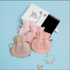 Luxury Custom Logo Jewelry Drawstring Pouch Microfiber Packaging Bag Round Microfiber Jewelry Pouch Jewelry Packaging Box