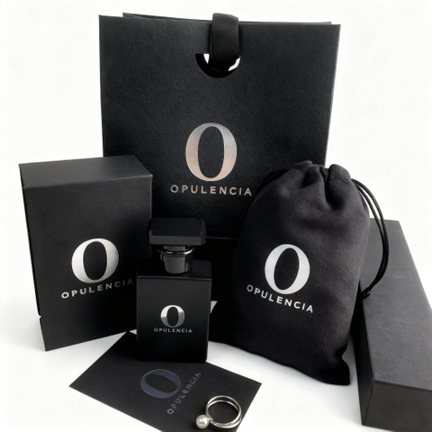 Luxury Custom Logo Printed Black Paper Jewelry Perfume Boxes Set for Gift Ring Display Jewelry Packaging Pouch & Cards